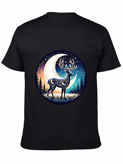 Camiseta Negra con Diseño de Ciervo Lunar