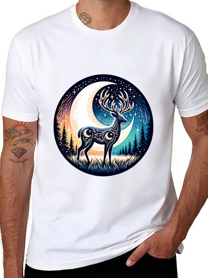 Camiseta Negra con Diseño de Ciervo Lunar