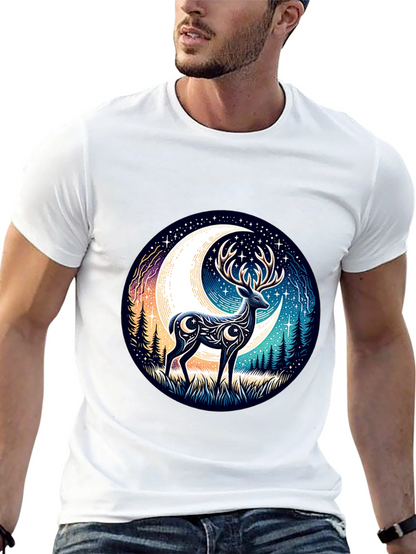 Camiseta Negra con Diseño de Ciervo Lunar