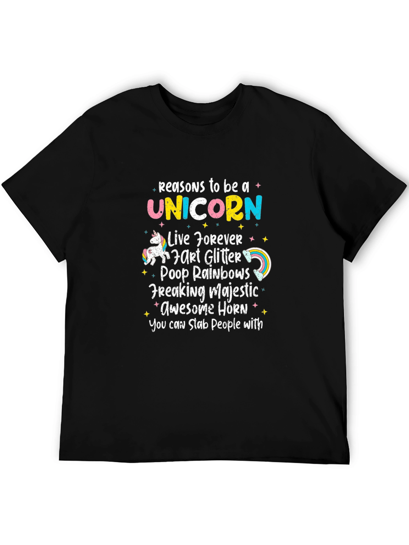 Camiseta Negra Unicornio Divertida