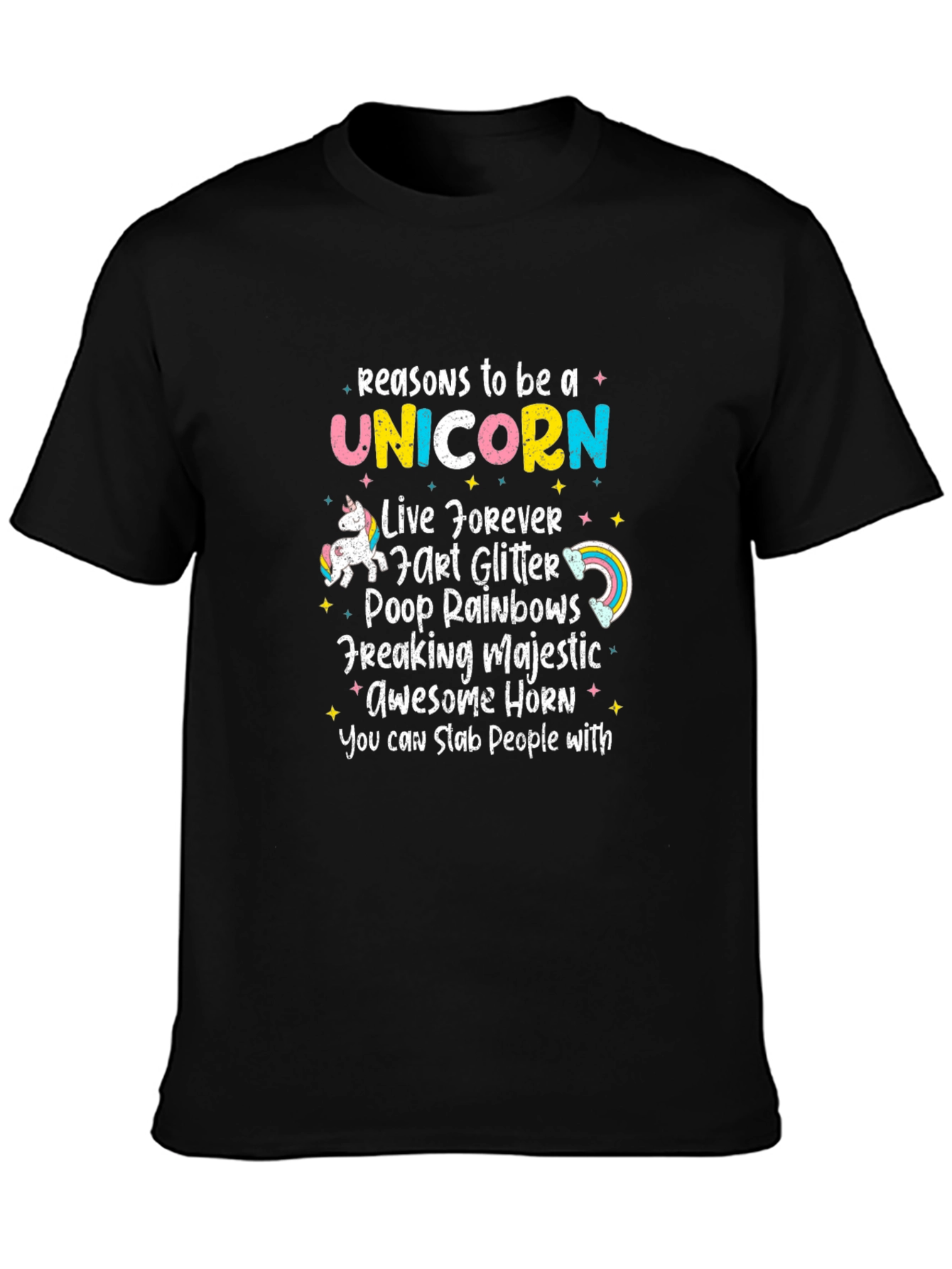 Camiseta Negra Unicornio Divertida