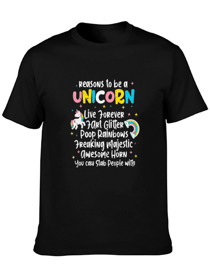 Camiseta Negra Unicornio Divertida