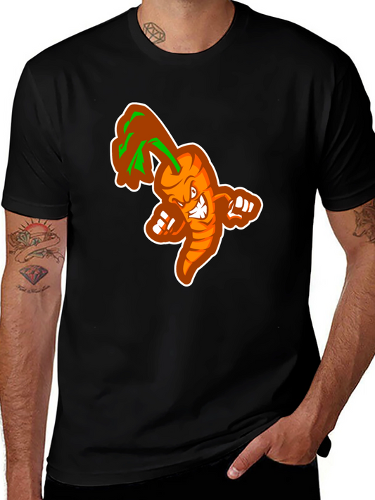 Camiseta Negra con Diseño de Zanahoria Animada