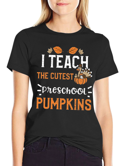 Camiseta I Teach Cutest Preschool Pumpkins