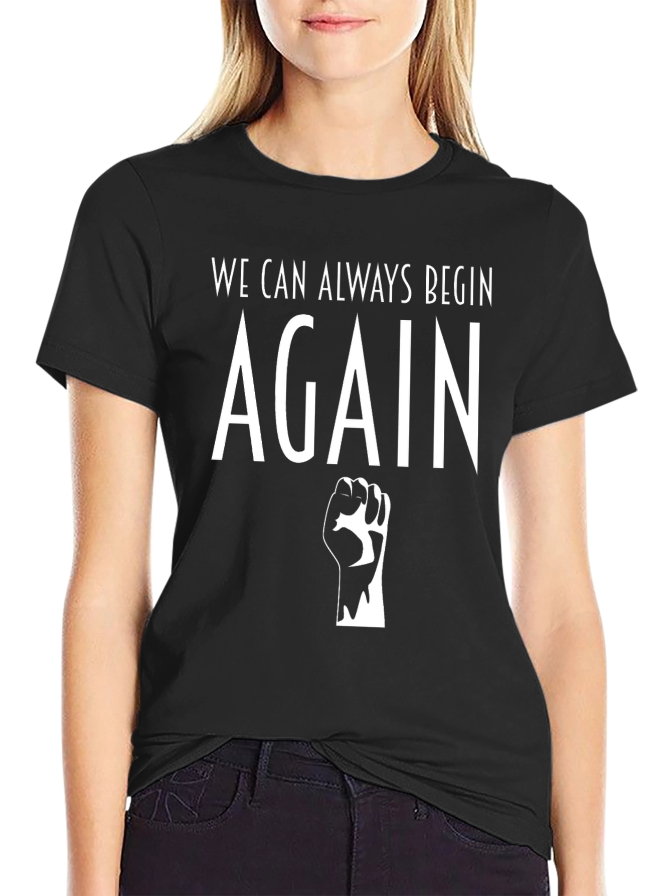Camiseta Negra: Siempre Podemos Empezar de Nuevo