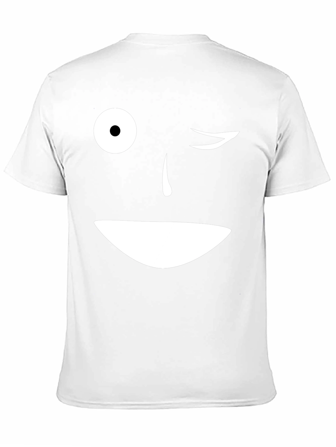 Camiseta Negra con Cara Sonriente y Ojo Guiñando