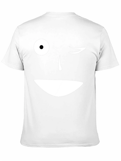 Camiseta Negra con Cara Sonriente y Ojo Guiñando