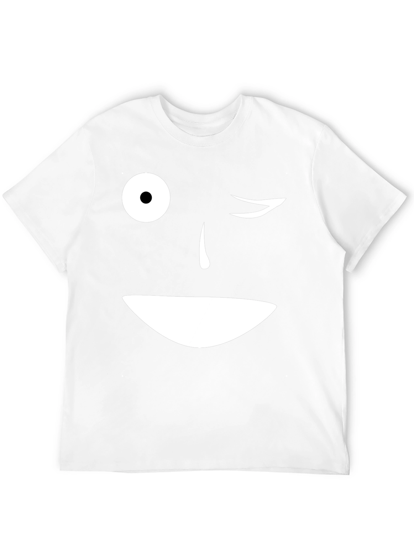 Camiseta Negra con Cara Sonriente y Ojo Guiñando