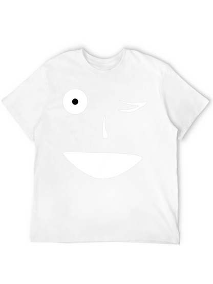 Camiseta Negra con Cara Sonriente y Ojo Guiñando