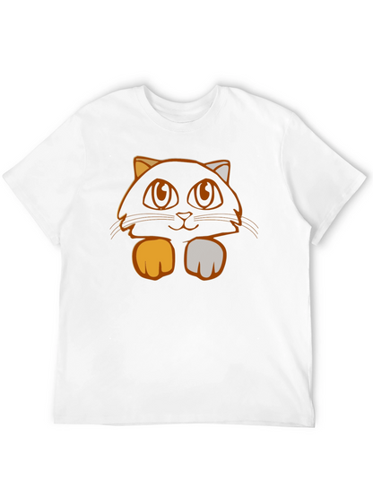 Camiseta Negra con Diseño de Gato Naranja
