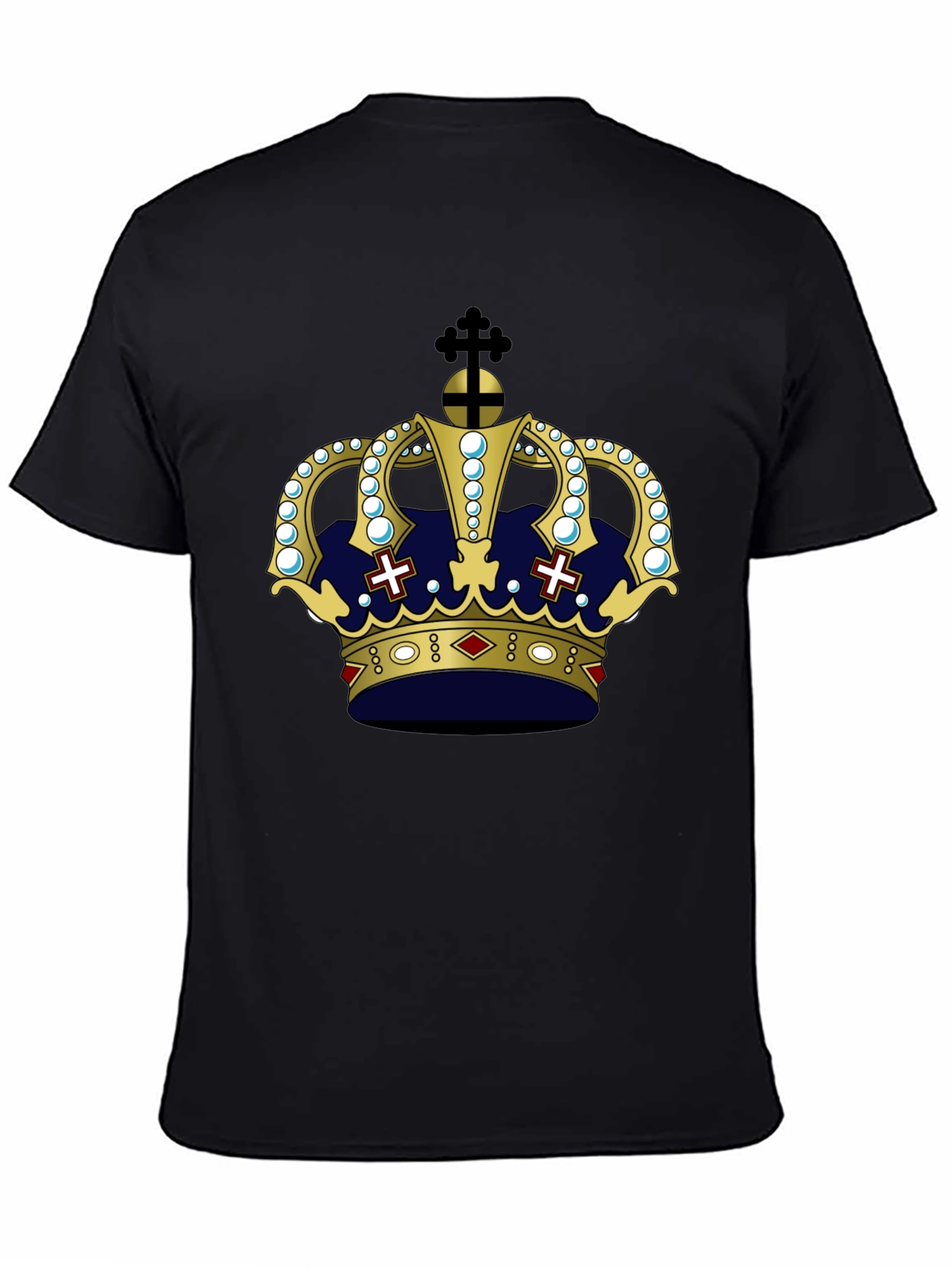 Camiseta Negra con Corona Real Estilizada