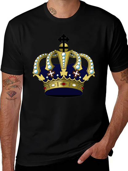 Camiseta Negra con Corona Real Estilizada