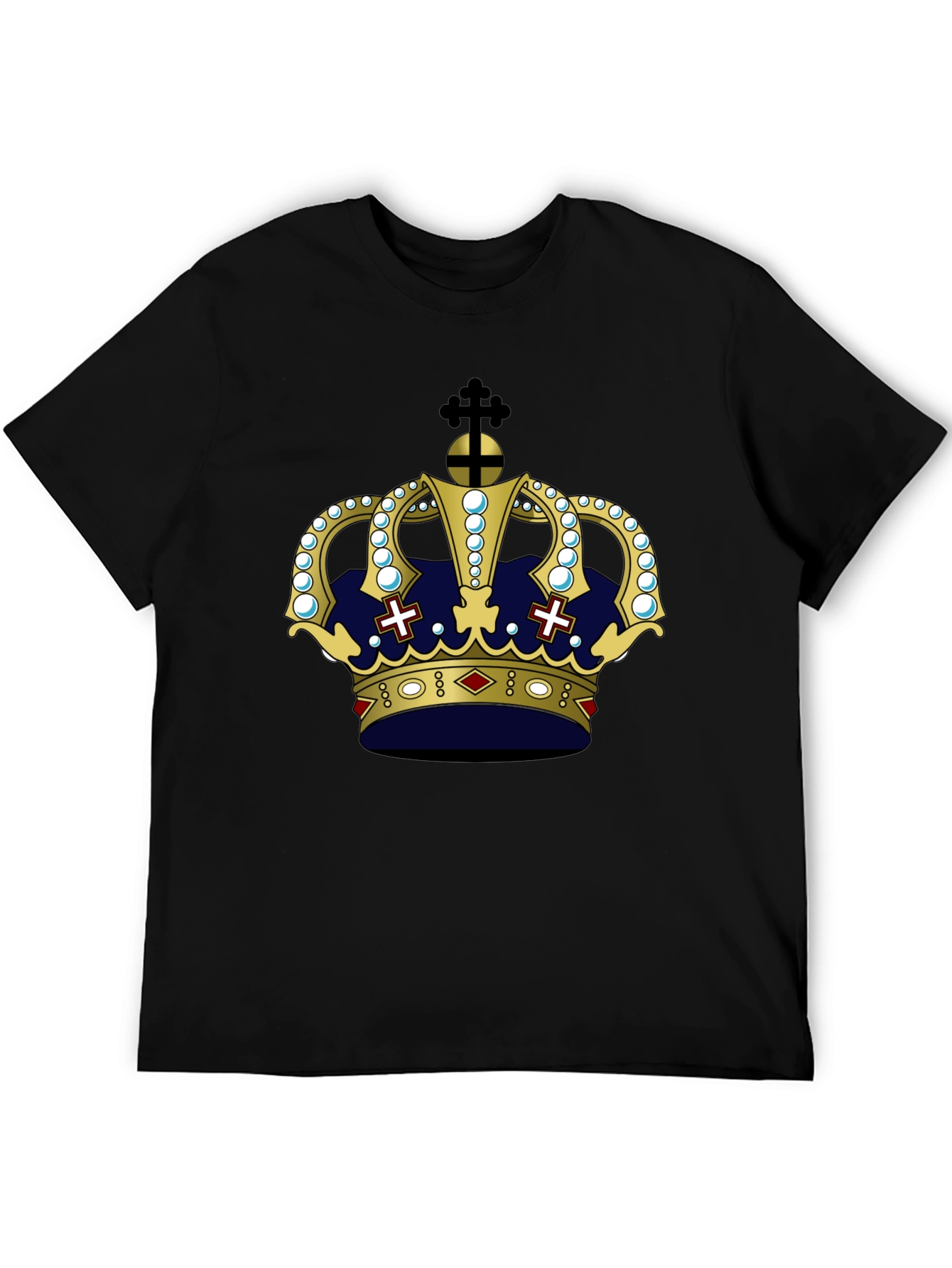 Camiseta Negra con Corona Real Estilizada