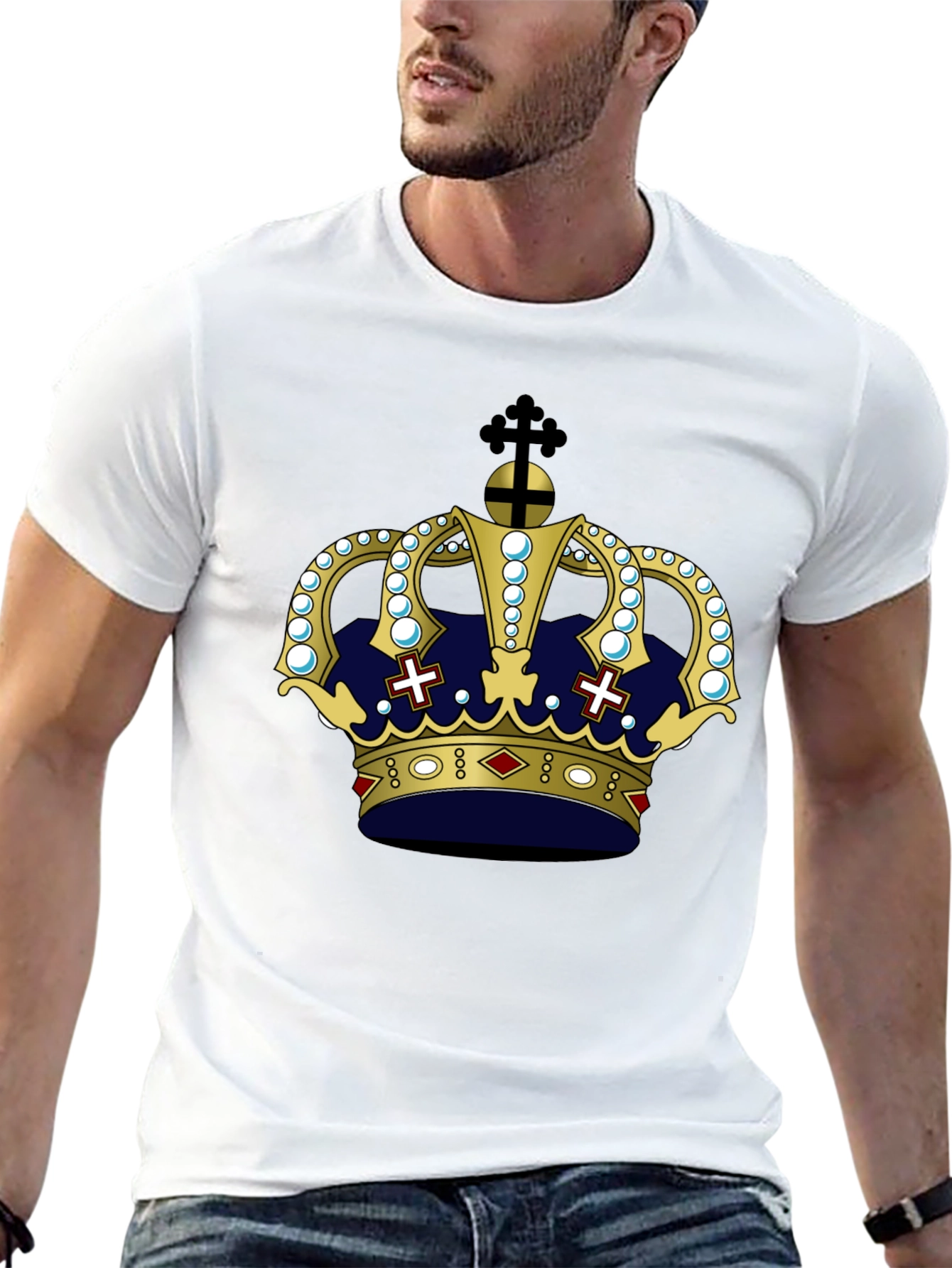 Camiseta Negra con Corona Real Estilizada