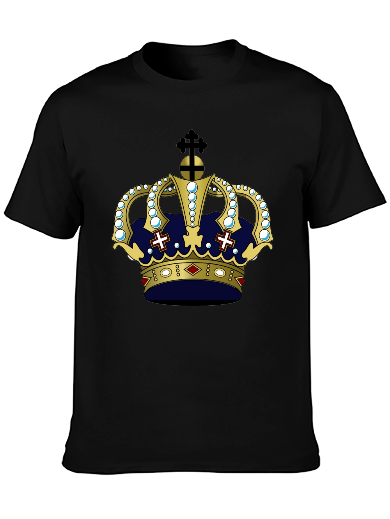 Camiseta Negra con Corona Real Estilizada