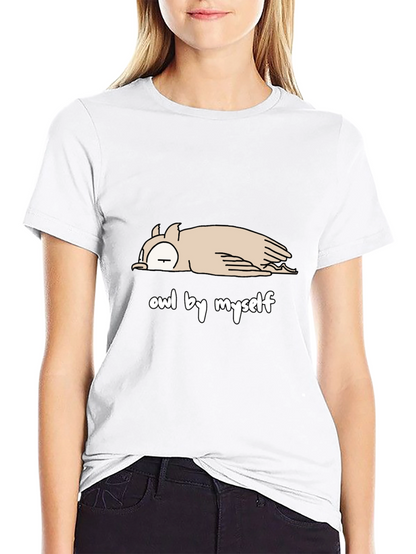 Camiseta Negra con Diseño de Búho Perezoso