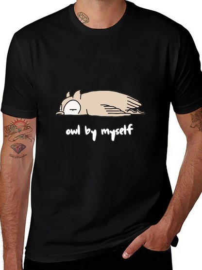 Camiseta Negra con Diseño de Búho Perezoso