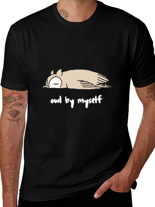 Camiseta Negra con Diseño de Búho Perezoso