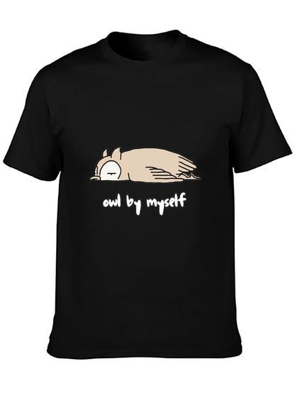 Camiseta Negra con Diseño de Búho Perezoso