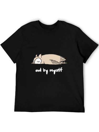 Camiseta Negra con Diseño de Búho Perezoso