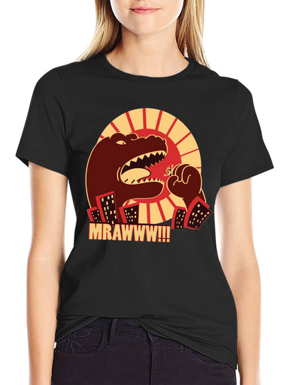 Camiseta Negra Godzilla MRAWWW!!! para Hombre