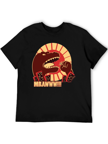 Camiseta Negra Godzilla MRAWWW!!! para Hombre