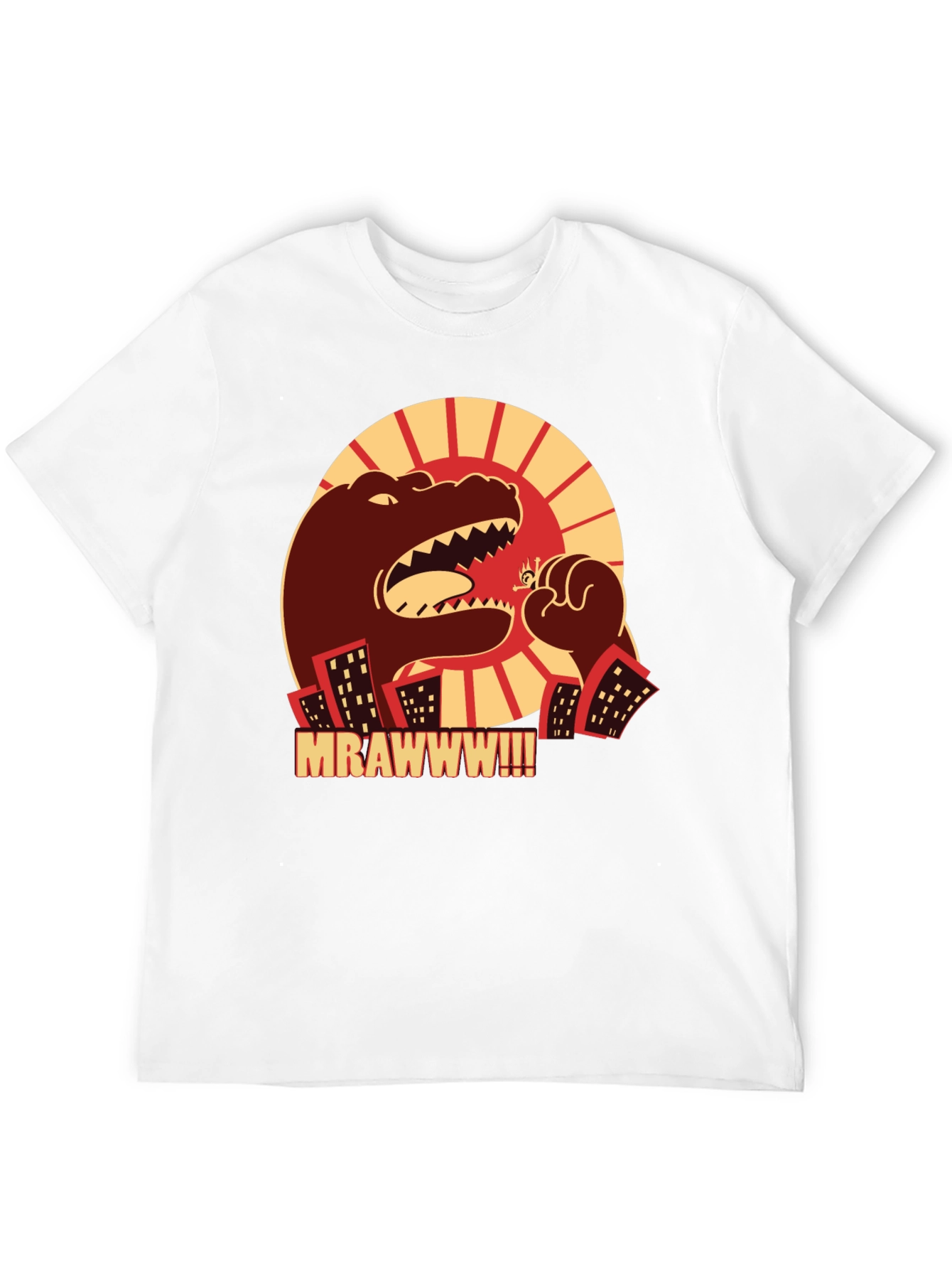 Camiseta Negra Godzilla MRAWWW!!! para Hombre