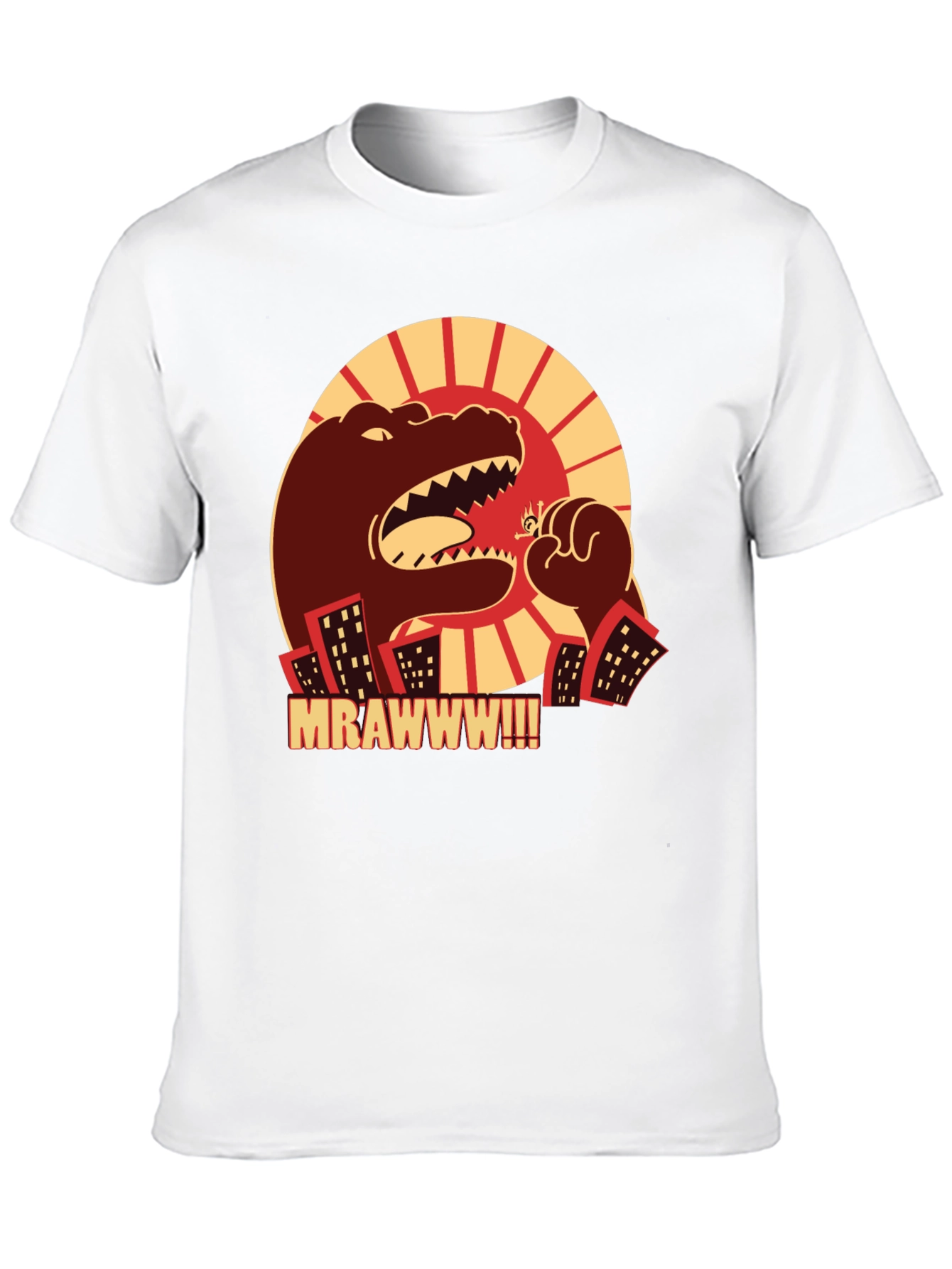 Camiseta Negra Godzilla MRAWWW!!! para Hombre