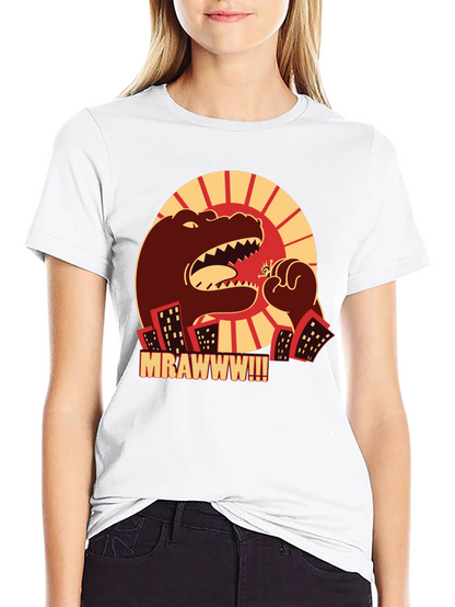 Camiseta Negra Godzilla MRAWWW!!! para Hombre