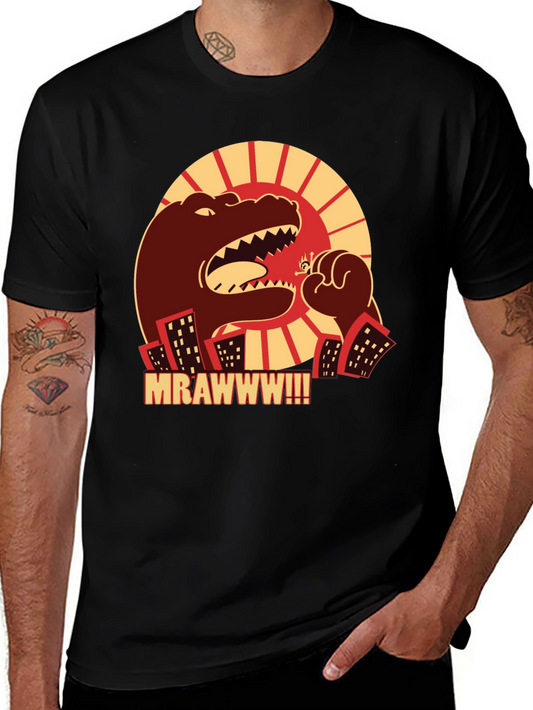 Camiseta Negra Godzilla MRAWWW!!! para Hombre
