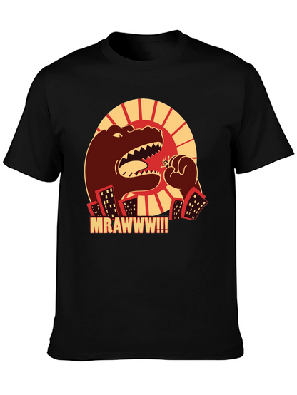 Camiseta Negra Godzilla MRAWWW!!! para Hombre