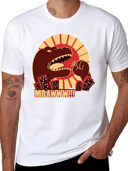 Camiseta Negra Godzilla MRAWWW!!! para Hombre