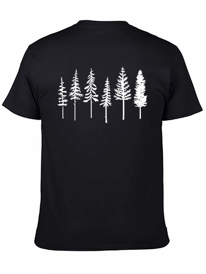 Camiseta Negra con Diseño de Árboles Blancos