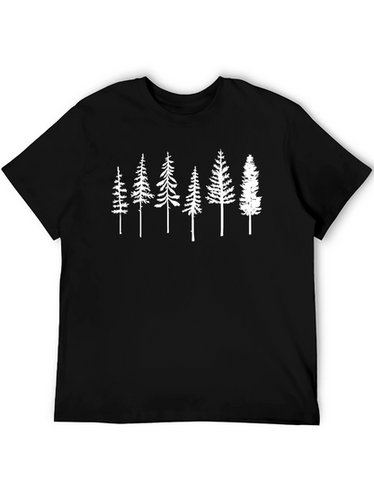 Camiseta Negra con Diseño de Árboles Blancos