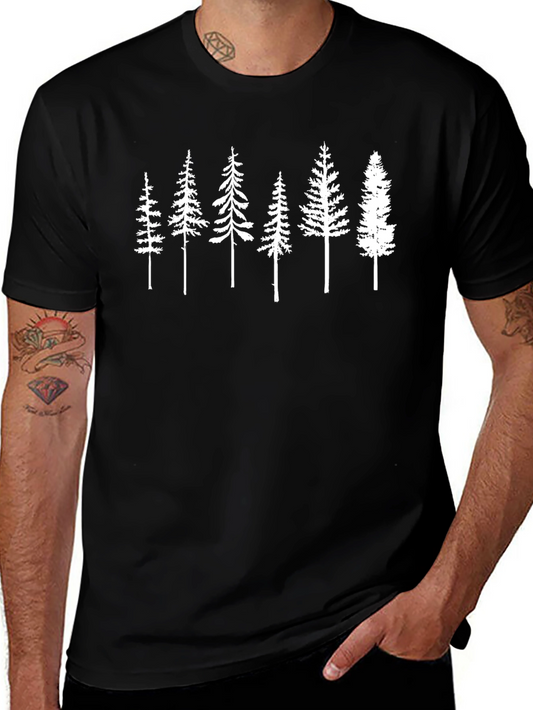 Camiseta Negra con Diseño de Árboles Blancos