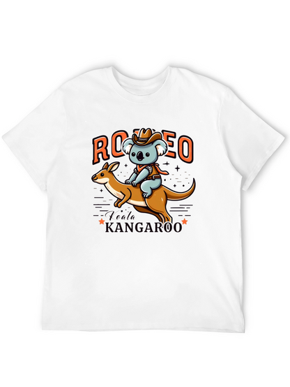 Camiseta Negra con Diseño de Koala Vaquero y Canguro