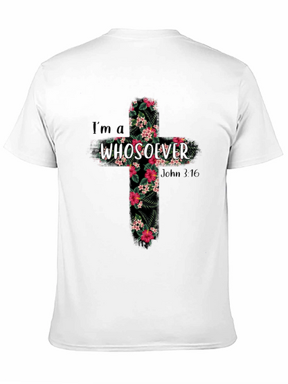 Camiseta Cristiana Whosoever Cruz Floral Negra