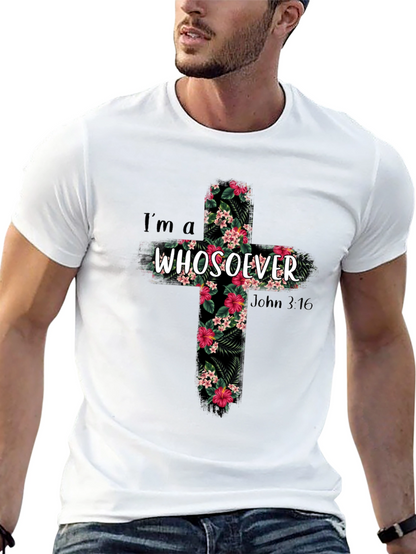 Camiseta Cristiana Whosoever Cruz Floral Negra