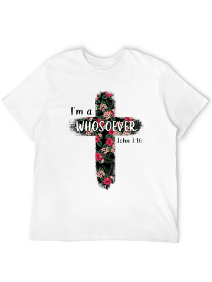 Camiseta Cristiana Whosoever Cruz Floral Negra