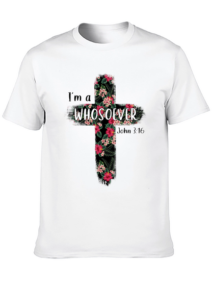 Camiseta Cristiana Whosoever Cruz Floral Negra