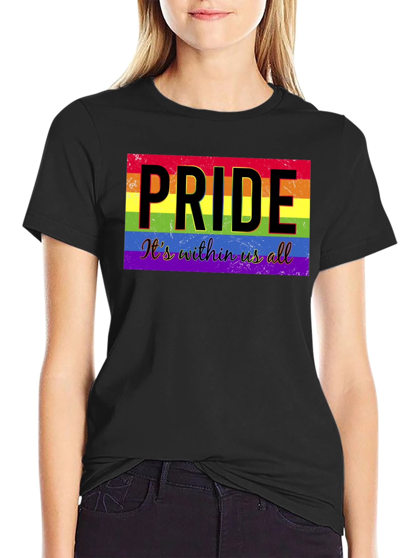 Camiseta Negra con Diseño de Orgullo LGBTQ+