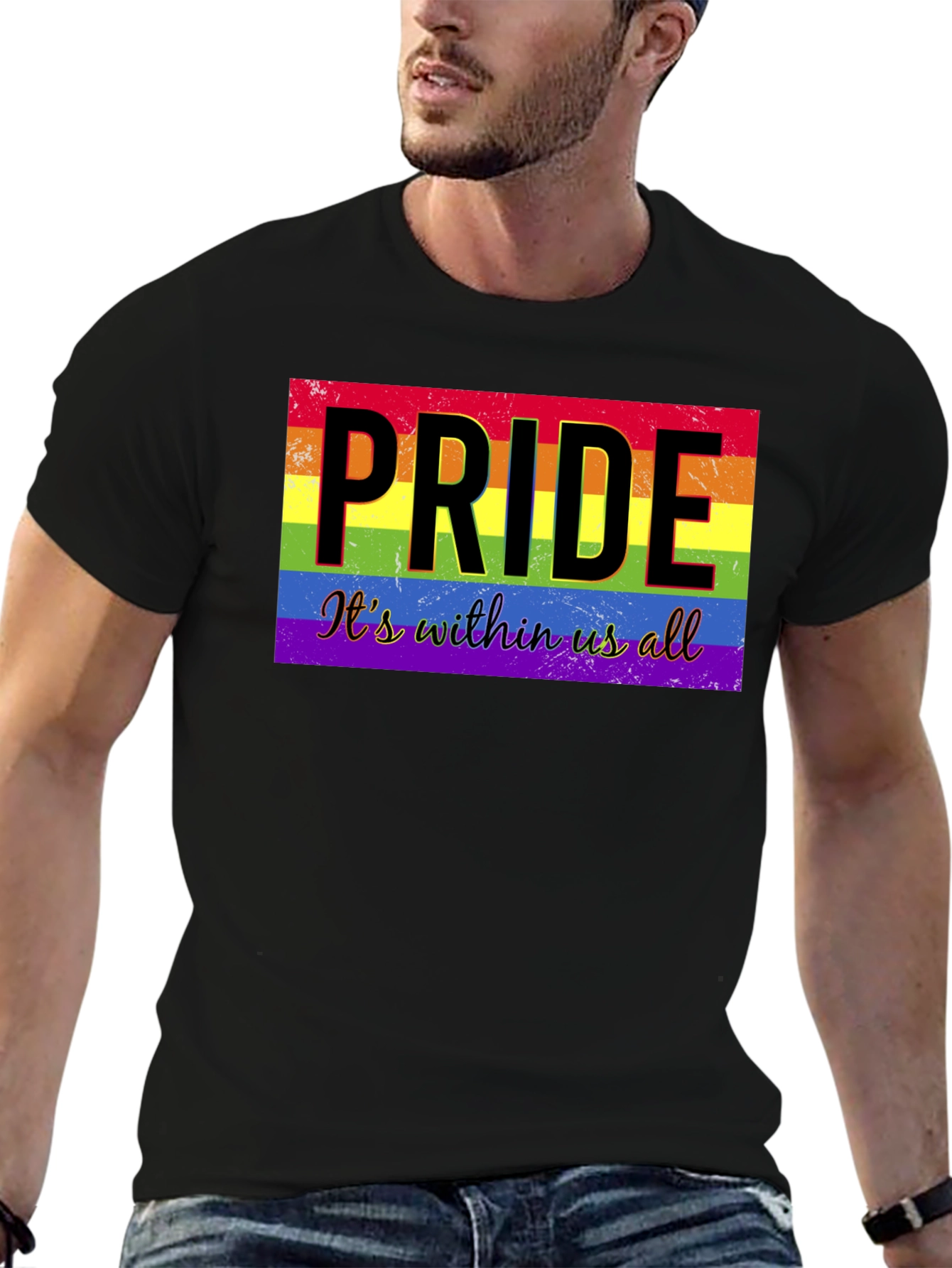 Camiseta Negra con Diseño de Orgullo LGBTQ+