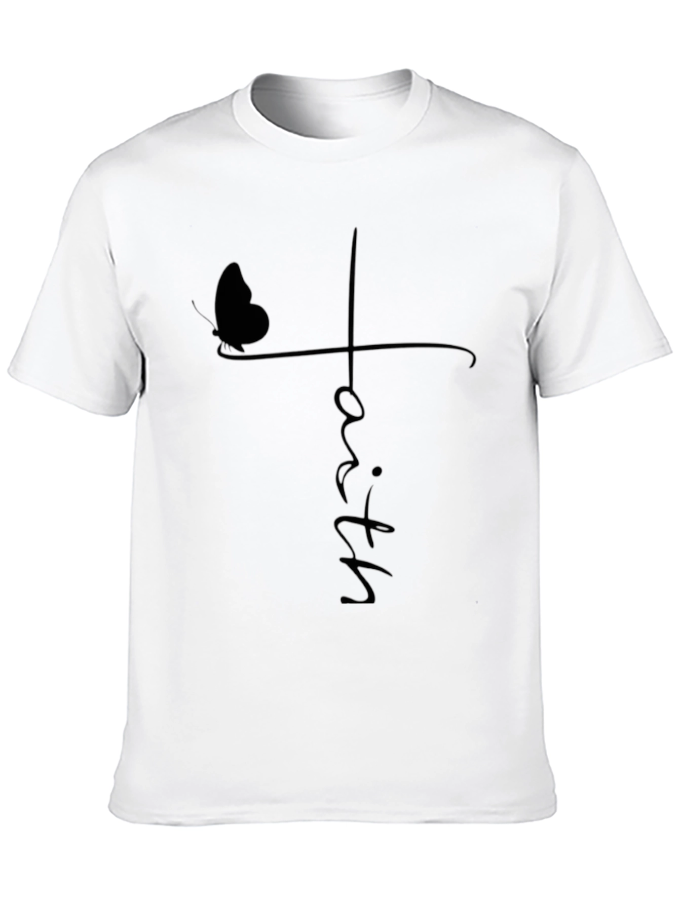 Camiseta Hombre Negra Fe con Mariposa