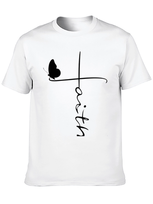 Camiseta Hombre Negra Fe con Mariposa