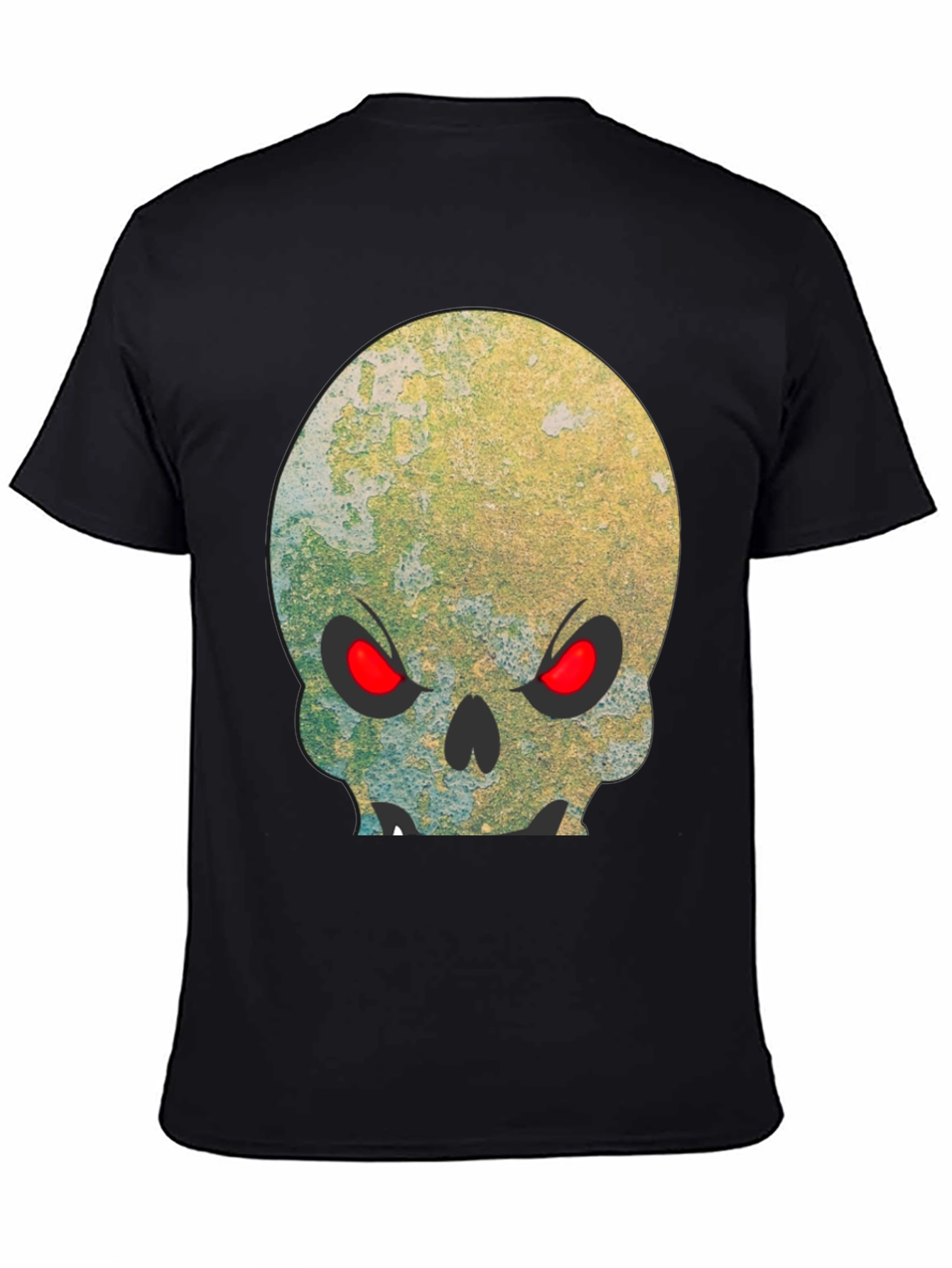 Camiseta Negra Calavera con Ojos Rojos