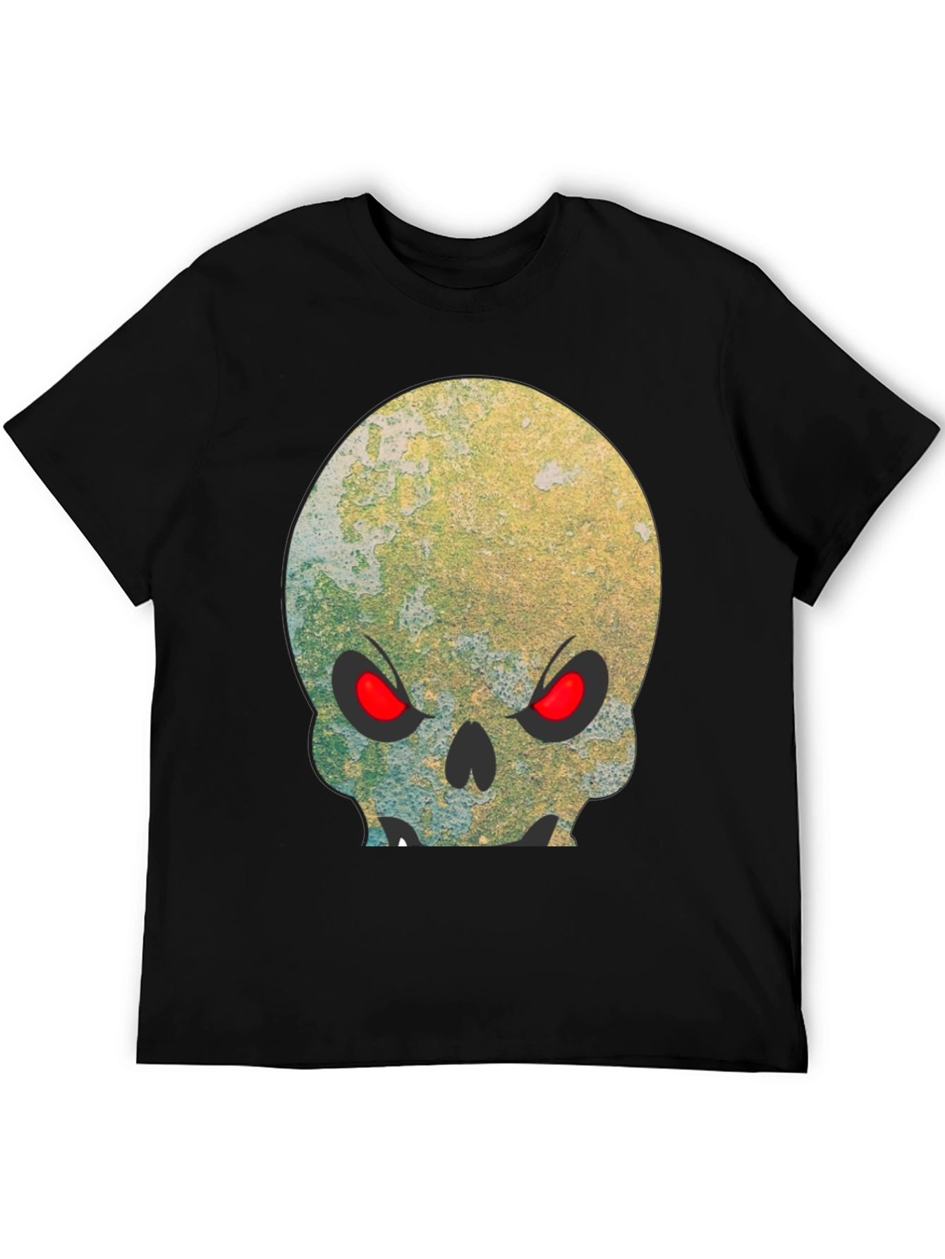 Camiseta Negra Calavera con Ojos Rojos