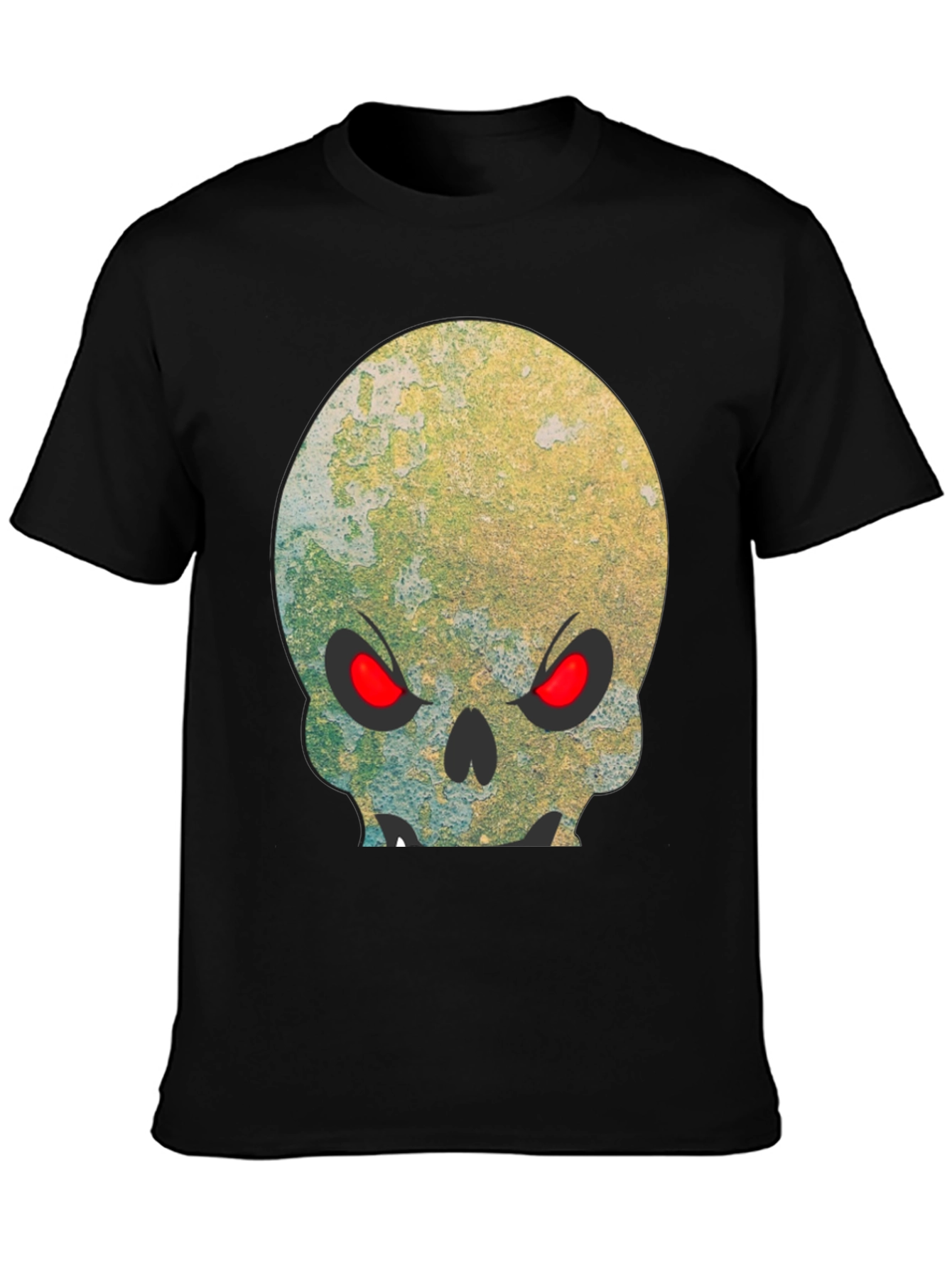Camiseta Negra Calavera con Ojos Rojos