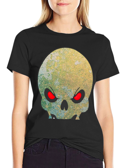 Camiseta Negra Calavera con Ojos Rojos