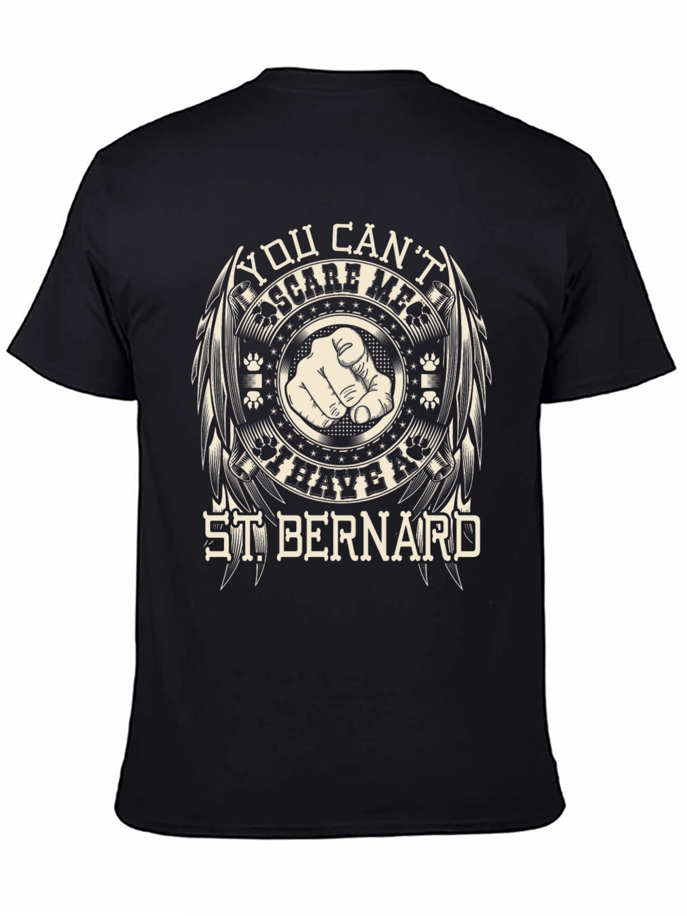 Camiseta Negra St. Bernard: ¡No Me Asustas!