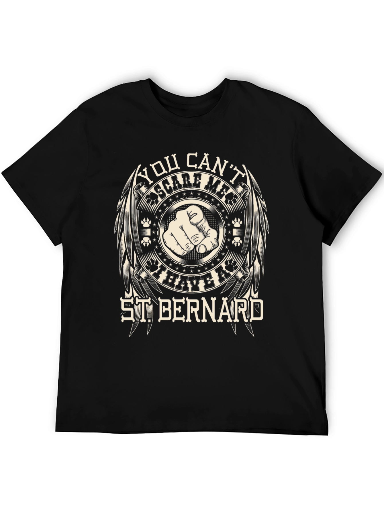 Camiseta Negra St. Bernard: ¡No Me Asustas!